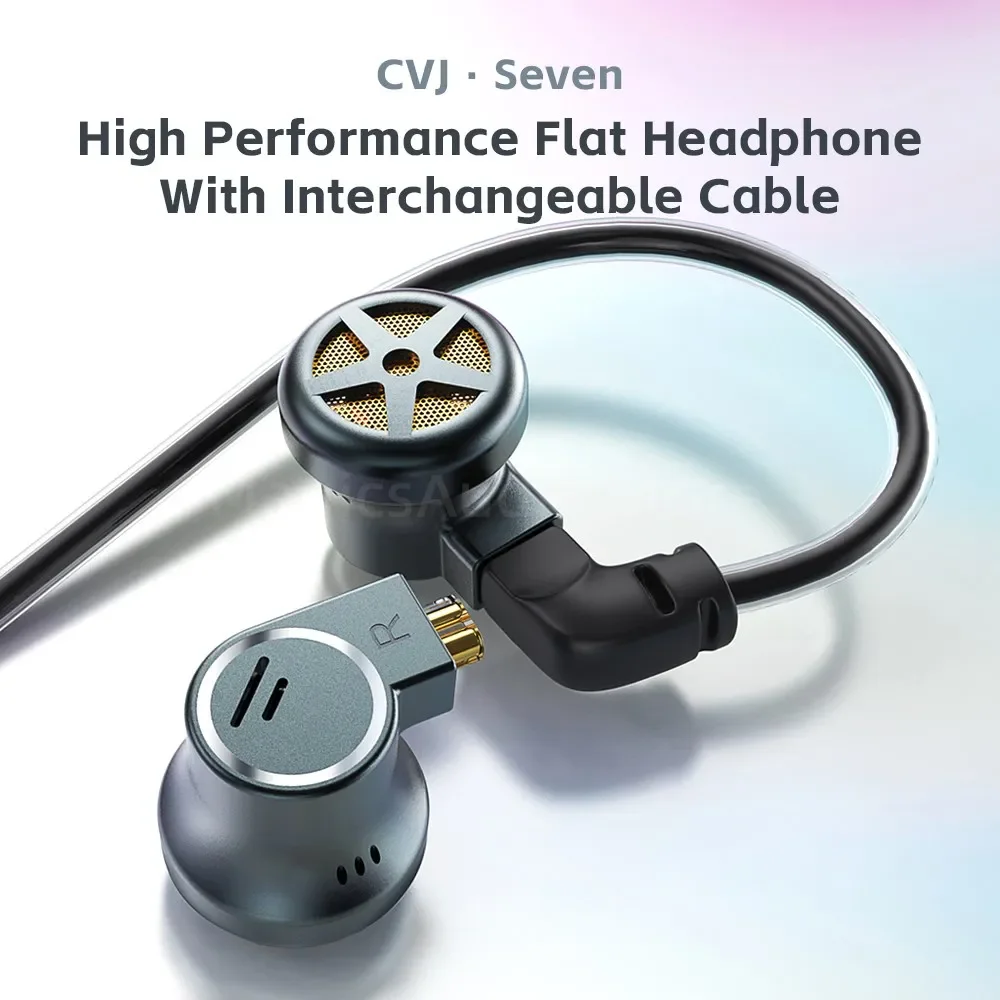

CVJ Seven In-ear Earphone 1DD+1 Flat Plug Hifi Earphones, Gaming and Esports Specific Boom Microphone Earbuds