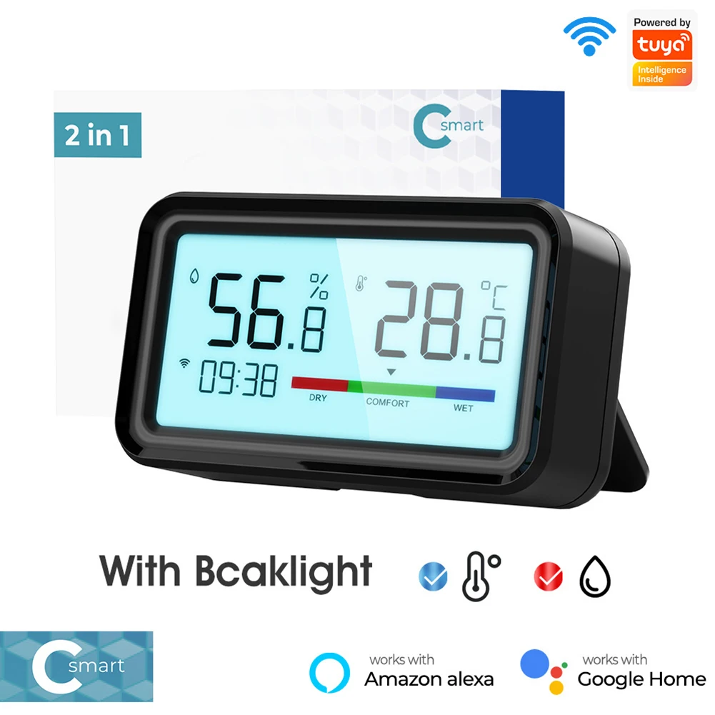 Tuya WiFi Temperature Humidity Sensor Indoor Hygrometer Monitor Backlight Time Display Smart Home Control For Alexa Goo Gle
Tuya WiFi Temperature Humidity Sensor Indoor Hygrometer Monitor Backlight Time Display Smart Home Control For Alexa Goo Gle