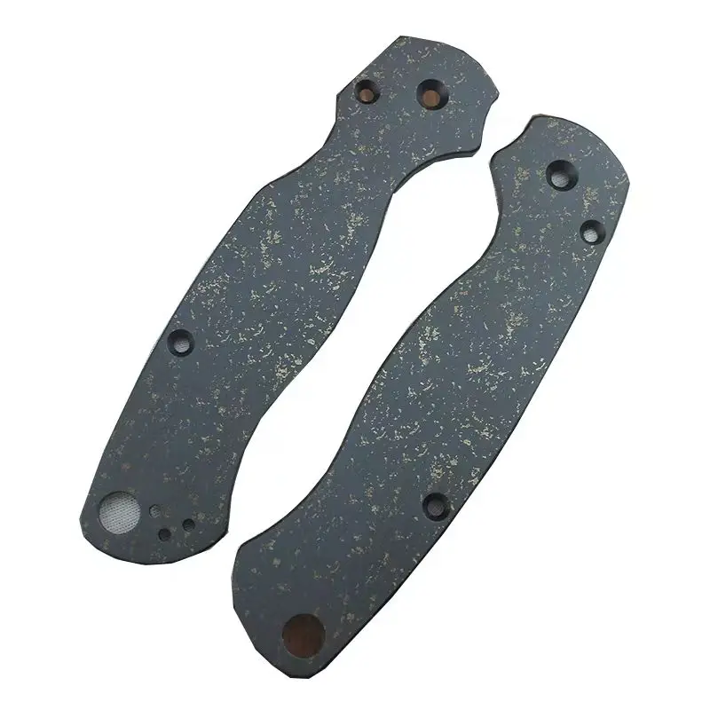 

1 Pair Custom Made DIY Black Gold Dot TC4 Handle Patch Scales for Spyderco C81 Para 2 Folding Knife Accessories