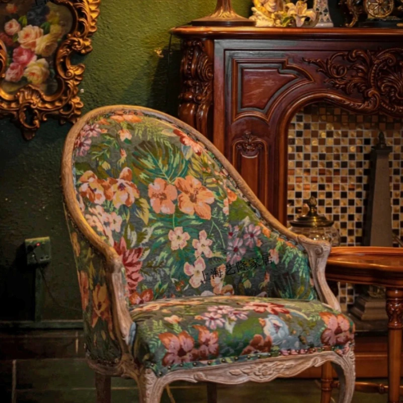Solid wood single sofapastoral sofa chair floral cotton and linenFrench photo studio
Solid wood single sofapastoral sofa chair floral cotton and linenFrench photo studio