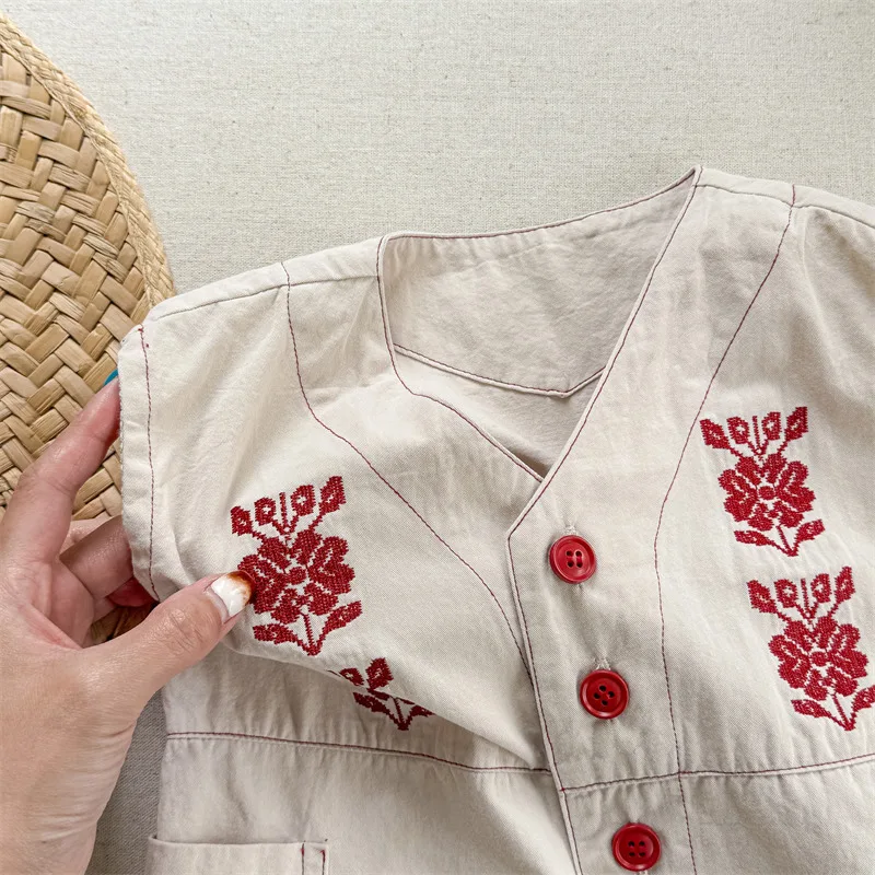 2025 Spring New Girls Overalls Loose Kids Jumpsuit Flower Embroidery Baby Bib Pants Children Casual Pants Infant Clothes 26 S6889ba7c381241e0a3adef22d8d06a889
