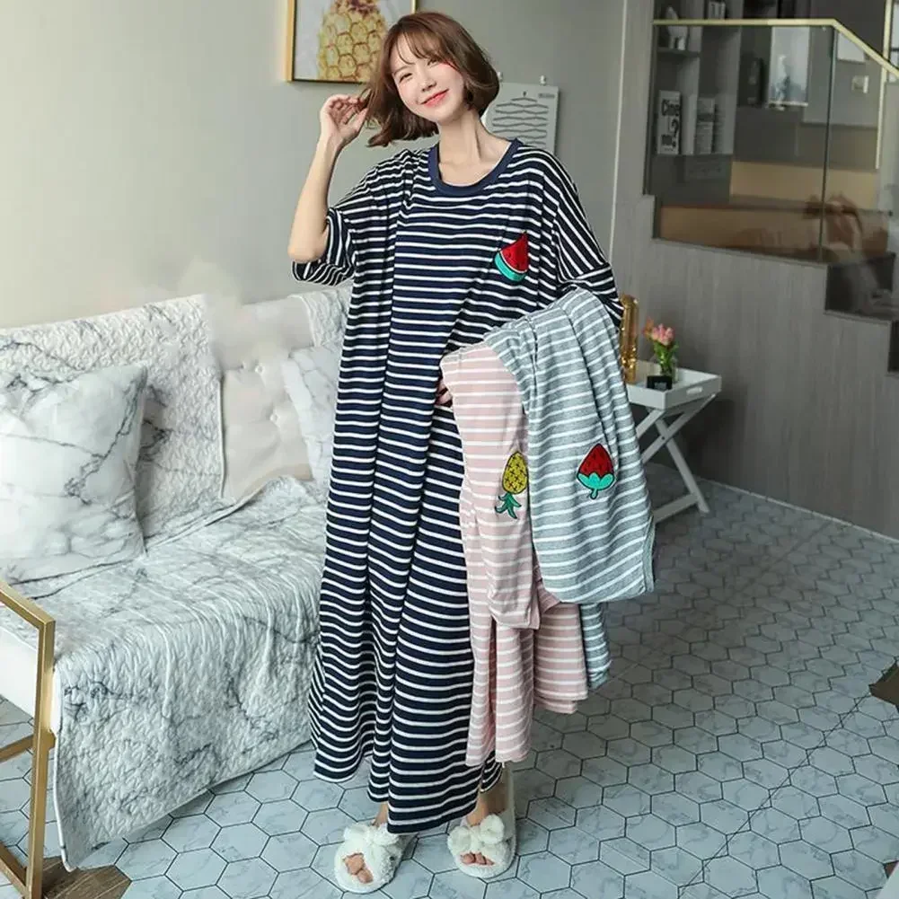 Garment Comfortable Robe Breathable Nightdress Stripes Night Loose Sleeping Female Sleeve Polyester Summer Women Print Short
Garment Comfortable Robe Breathable Nightdress Stripes Night Loose Sleeping Female Sleeve Polyester Summer Women Print Short