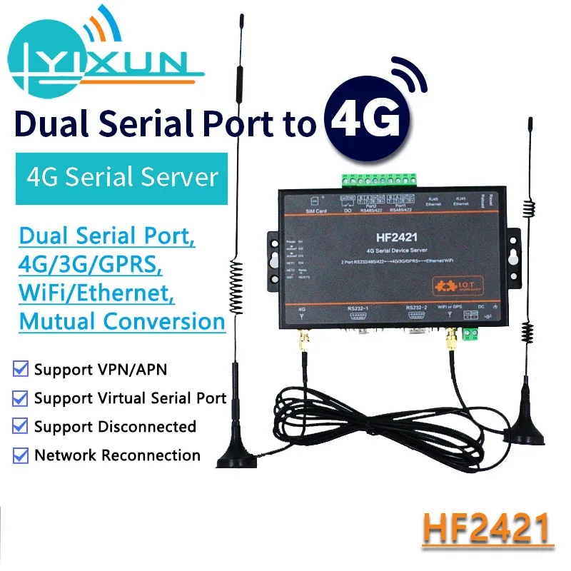 Серверный модуль HF2421 4G с последовательным устройством, сетевой преобразователь с двойным последовательным портом, полночастотный modbus, 4G/3G/GPRS/Wi-Fi, Netcom DTU
Серверный модуль HF2421 4G с последовательным устройством, сетевой преобразователь с двойным последовательным портом, полночастотный modbus, 4G/3G/GPRS/Wi-Fi, Netcom DTU