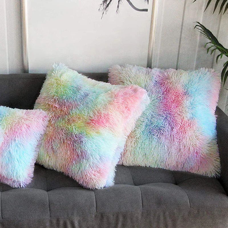

Soft Plush Cushion Covers Pillowcase Fluffy Faux Fur Sofa Throw Pillows Case for Living Room Bedroom Hotel Home Decor 43*43cm