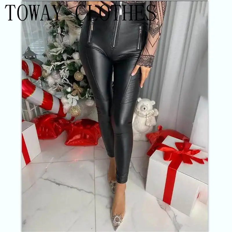 Women Autumn PU Leather High Waist Zipper Front Skinny Pants Casual Pants Fashion Pants
Women Autumn PU Leather High Waist Zipper Front Skinny Pants Casual Pants Fashion Pants
