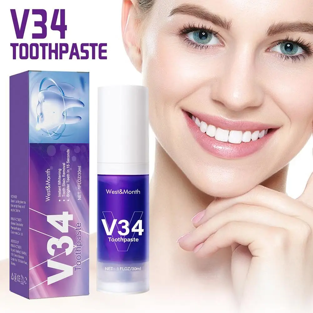 

V34 Whitening Teeth Toothpaste Color Corrector Oral Cleaning Care Brightening Enamel Repair Fresh Breath Remove Stain Toothpaste