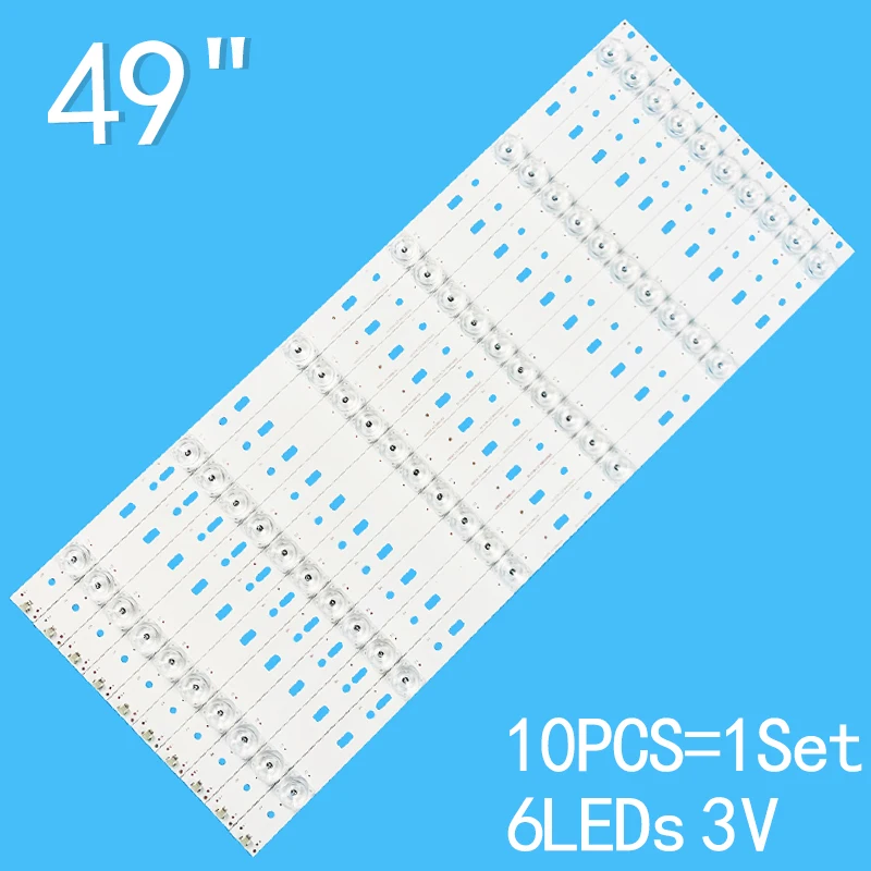 

New 10PCS/lot 6LEDs 3V For 49" TV SW50D06A SW50D06A-ZC14CG-02 K50 K50J 7710-650000-D000 10 Telefunken TF-LED50S13T2 303SW500031