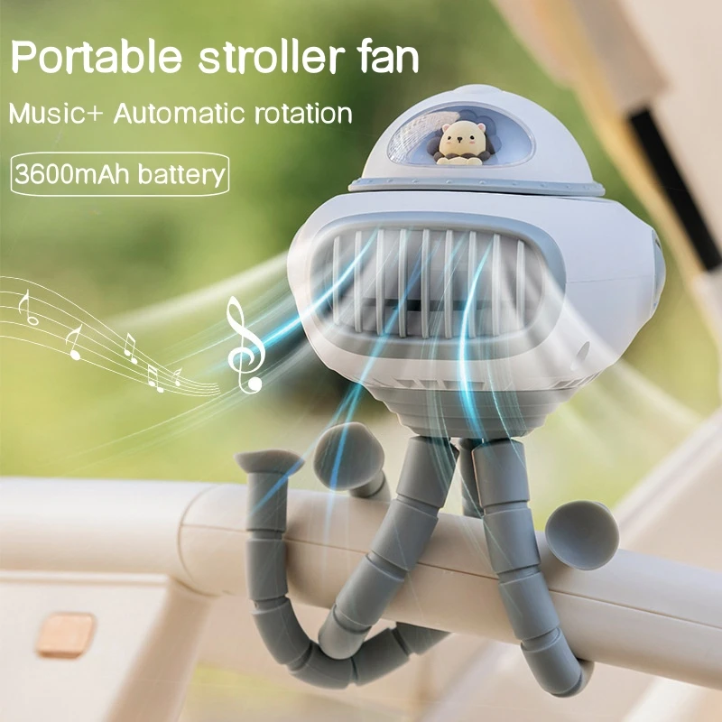 

Stroller Fan with Flexible Tripod Mini Portable Fan USB Rechargeable Battery Operated Small Handheld Fan Home Desktop Air Cooler