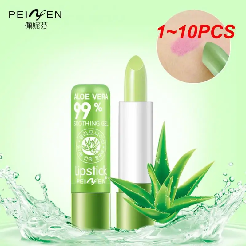 

1~10PCS Aloe Vera Moisturizing Lip Balm Color Mood Changing Lipstick Lasting Anti-wrinkle Anti Aging Nourishing Lipsticks Lip