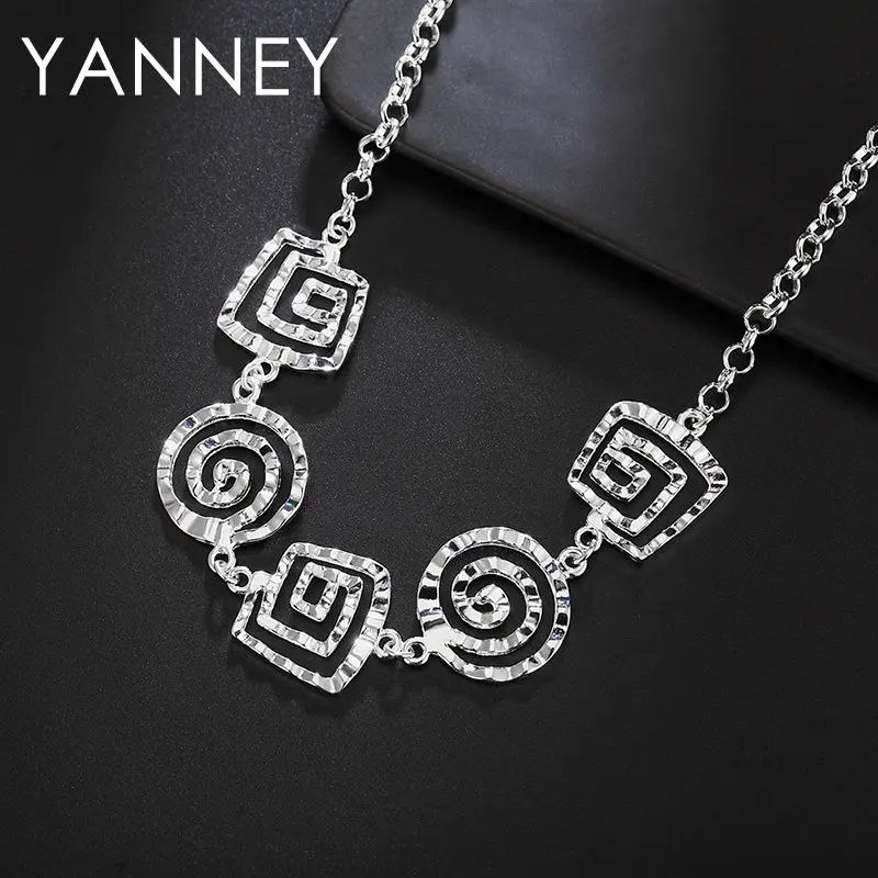 925 Sterling Silver 18 Inches Threaded Square Round Necklace For Women Fashion Charm Wedding Party Jewelry
925 Sterling Silver 18 Inches Threaded Square Round Necklace For Women Fashion Charm Wedding Party Jewelry