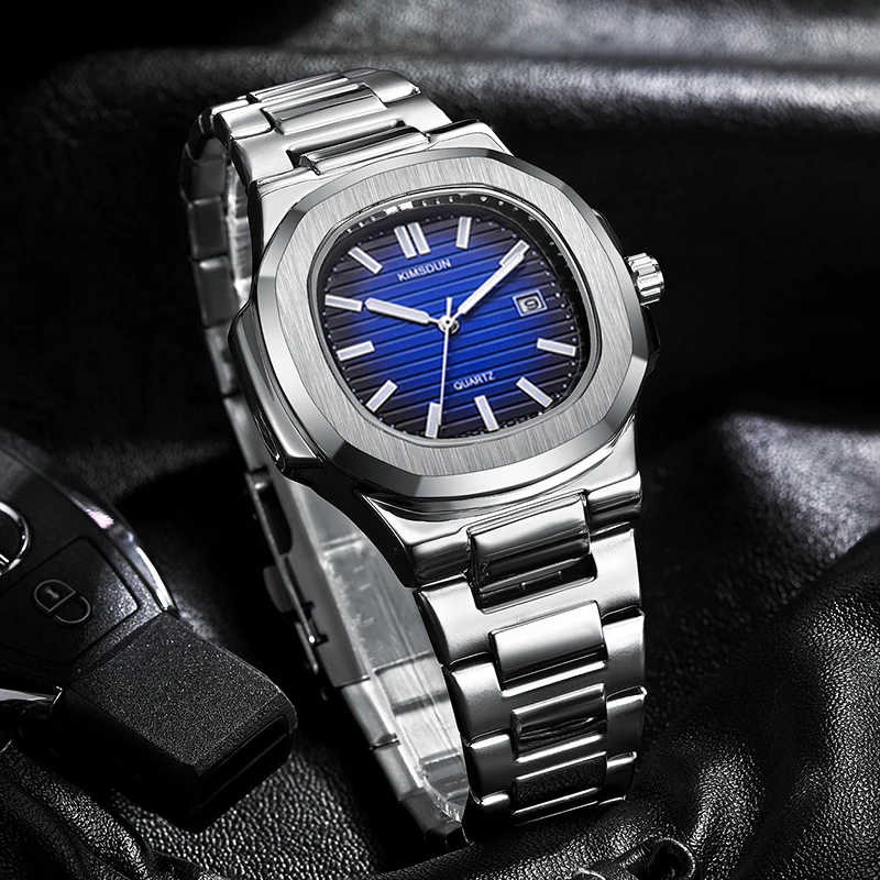 

Luxury Brand KIMSDUN Watch Mens Classic Design Male Quartz Wristwatches Business Fashion Steel Auto Date Clock Best Sale Product