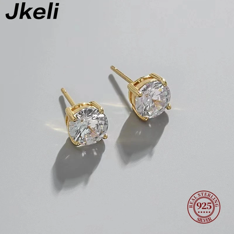 

Jkeli 100% 925 Sterling Silver Four claws inlaid with zircon 4mm/5mm/6mmEarrings For Women Top Quality Sparkling Wedding Jewelry