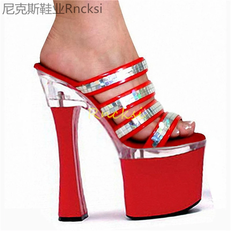 

20cm New summer sandals fishmouth waterproof platform toe leakage fashion stiletto fashion shoes high-heeled women's shoes