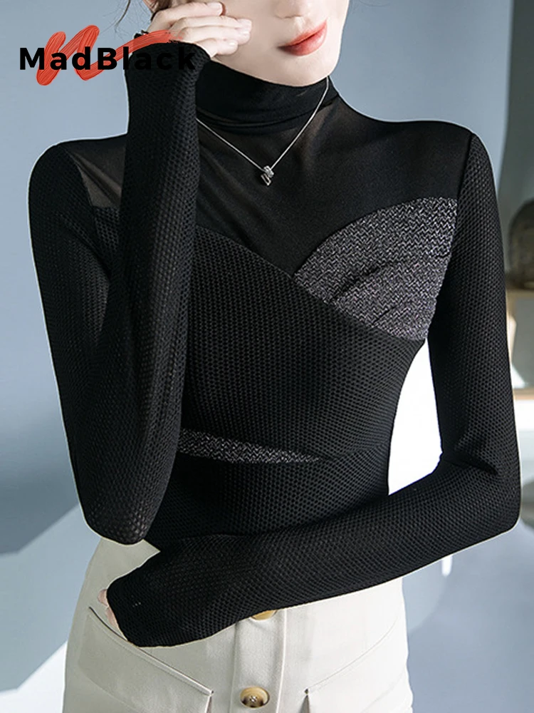 MadBlack Autumn European Clothes Tshirts Female Sexy Turtleneck Glitter Slim Mesh Tops Full Sleeve Bottoming Tee Winter T36733JC
MadBlack Autumn European Clothes Tshirts Female Sexy Turtleneck Glitter Slim Mesh Tops Full Sleeve Bottoming Tee Winter T36733JC