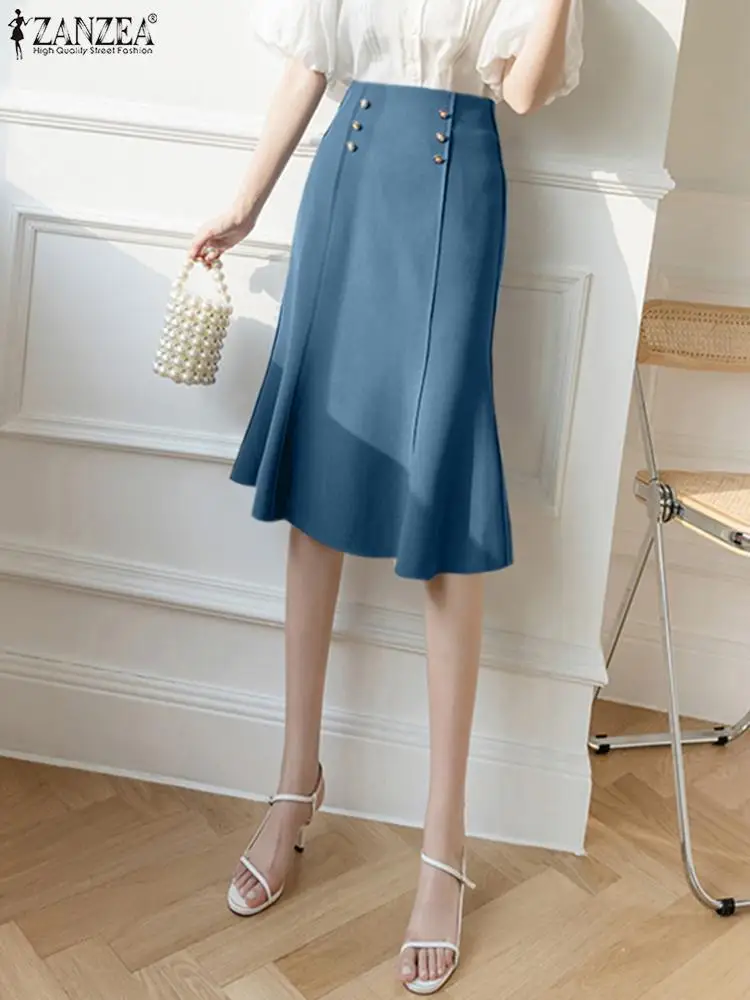 ZANZEA OL Elegant Short Jupes Solid Color Summer Slim Fit Korean Fashion Knee-length Skirt High Waist Women Sheath Mermaid Skirt
ZANZEA OL Elegant Short Jupes Solid Color Summer Slim Fit Korean Fashion Knee-length Skirt High Waist Women Sheath Mermaid Skirt