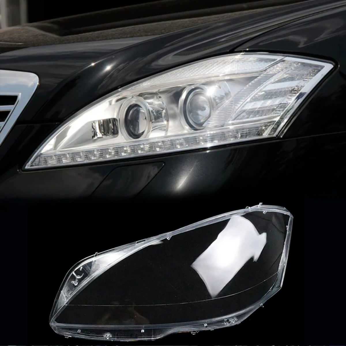 

For Benz S-Class W221 S280 S300 S350 S500 Car Glass Light Caps Headlamp Shell Transparent Lampshade Headlight Cover 2010-2013