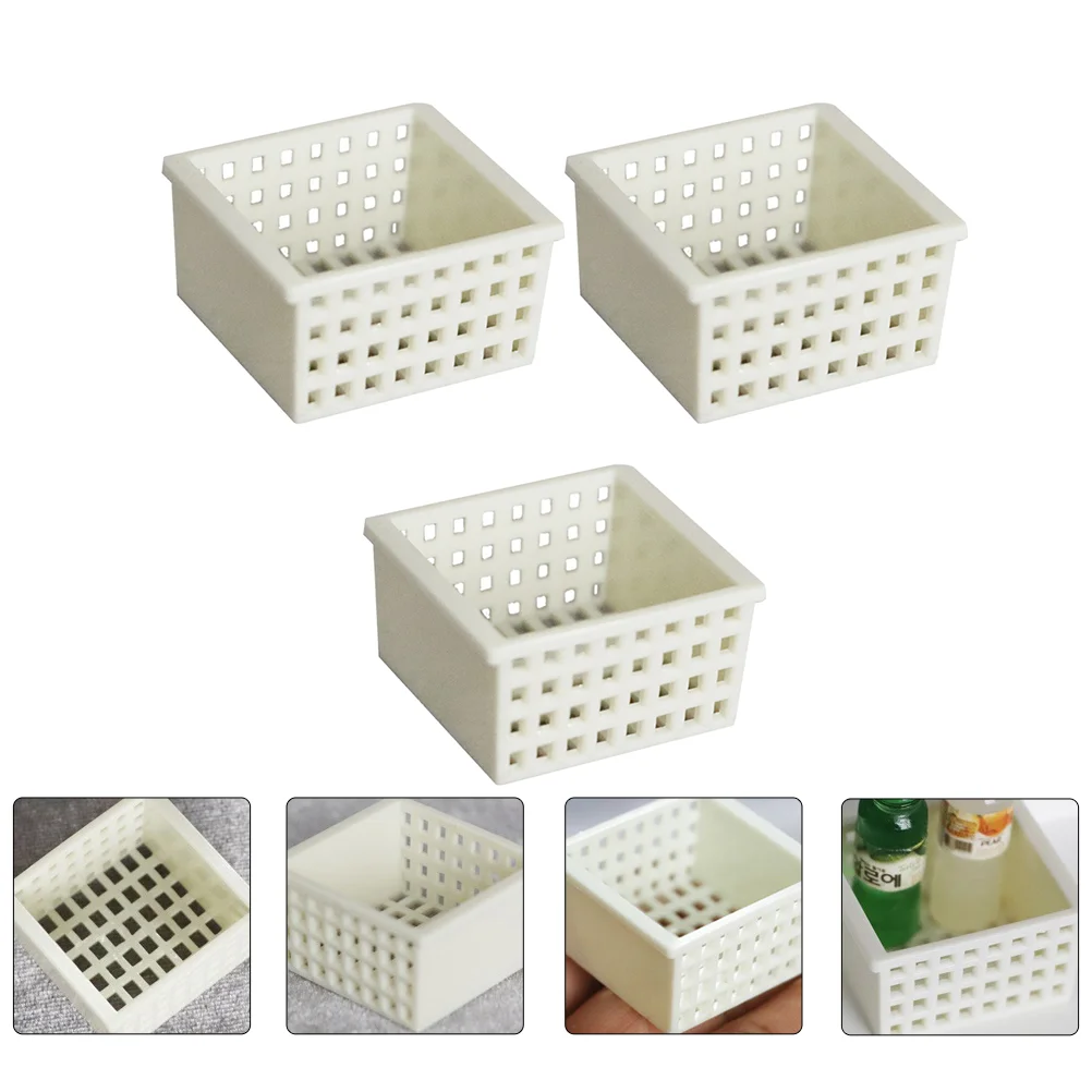 

3Pcs Mini Sink Basket Model DIY Fairy House Furniture Sundries Basket (White)