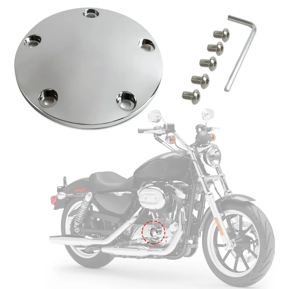 

Motorcycle Accessory Chrome 5-Hole Smooth Primary Timer Points Cover Aluminum for Harley Twin Cam Softail Dyna Touring 99-17