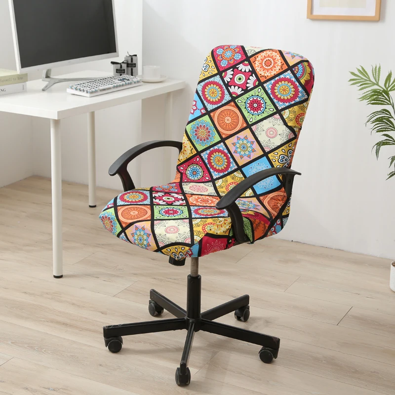 

M/L Size Stretch Printed Office Chair Cover Spandex Elastic Computer Chairs Slipcovers Anti-dirty Removable Swivel Seat Covers