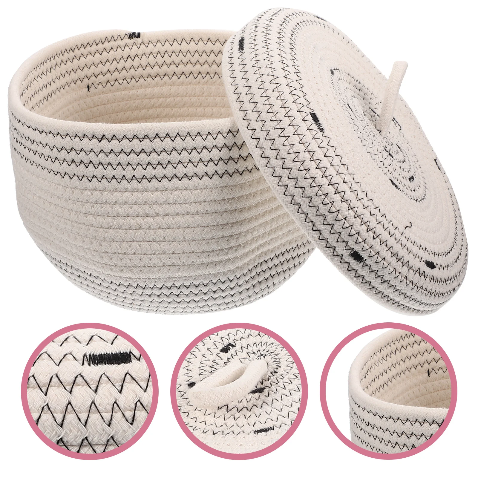 Decorative Cute Basket Cotton Rope Woven Basket With Lid For Living Room Bedroom
Decorative Cute Basket Cotton Rope Woven Basket With Lid For Living Room Bedroom
