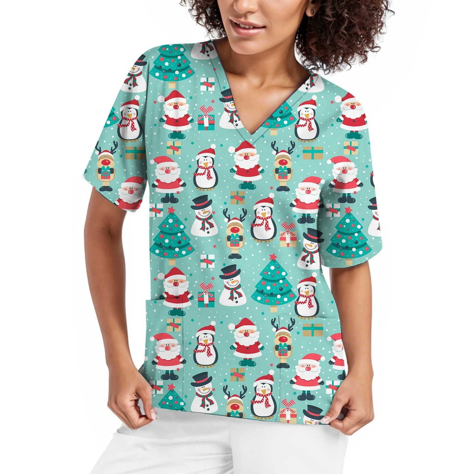 Merry Christmas Medical Uniform For Women Scrub Tops V Neck Snowman Top Nursed Working Shirts With Pockets Funny Holiday T Shirt
Merry Christmas Medical Uniform For Women Scrub Tops V Neck Snowman Top Nursed Working Shirts With Pockets Funny Holiday T Shirt