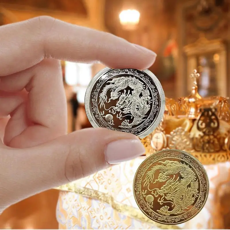 

Памятная монета китайского дракона 2024, монета на удачу со знаком зодиака, серебряная позолоченная Коллекционная монета, металлический сувенир в китайском стиле