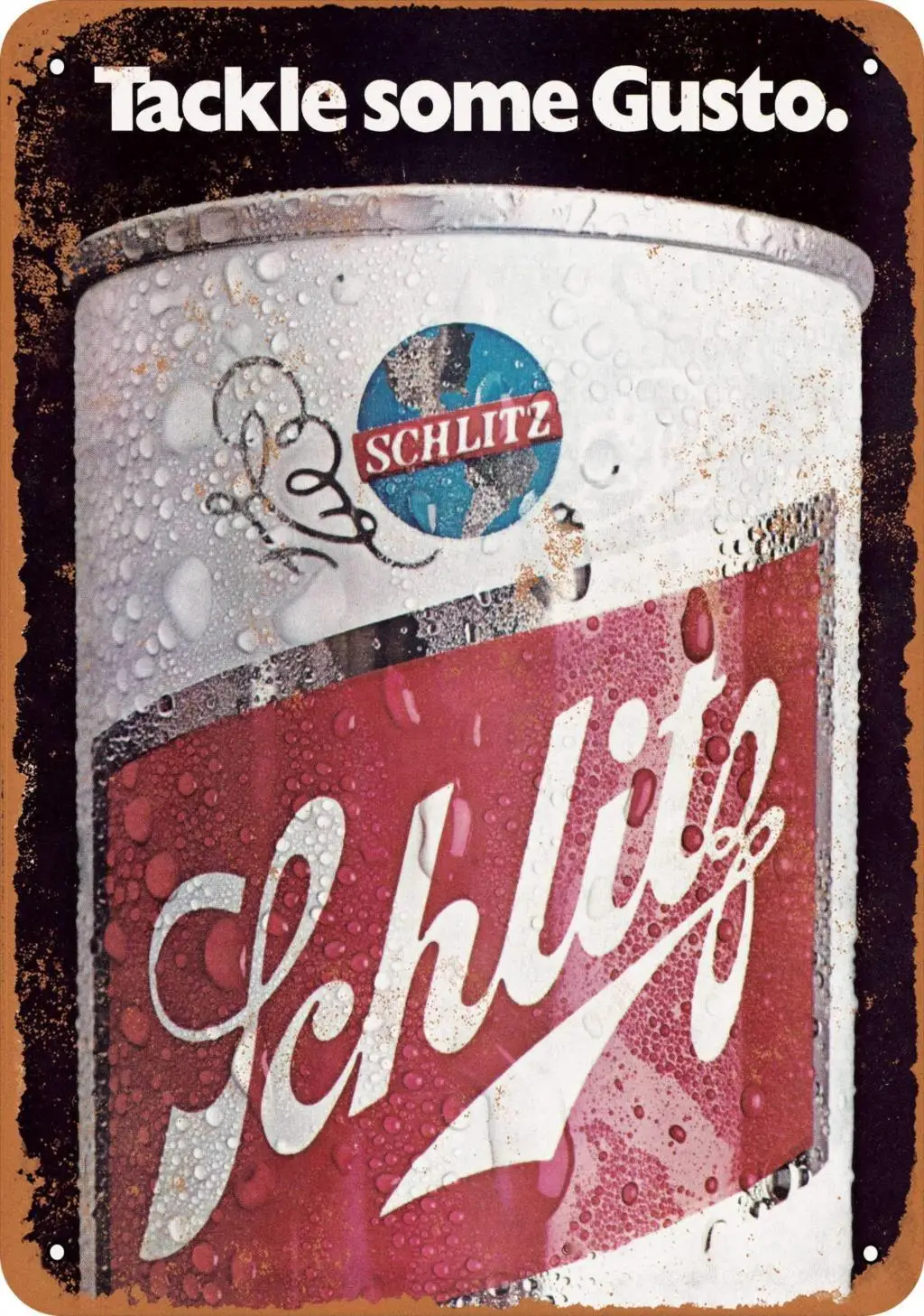 SLALL 1973 Schlitz Beer Tackle Some Gusto Retro Street Sign Household Metal Tin Sign Bar Cafe Car Motorcycle Garage Decoration S
SLALL 1973 Schlitz Beer Tackle Some Gusto Retro Street Sign Household Metal Tin Sign Bar Cafe Car Motorcycle Garage Decoration S