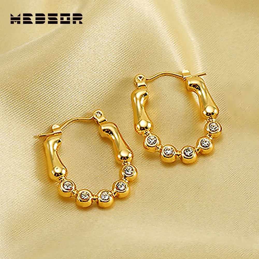 Medsor Titanium Steel Colorfast Stud Earrings Gold Color Inlaid Crystal Zircon Exquisite Jewelry Gifts for Her Women Girls
Medsor Titanium Steel Colorfast Stud Earrings Gold Color Inlaid Crystal Zircon Exquisite Jewelry Gifts for Her Women Girls