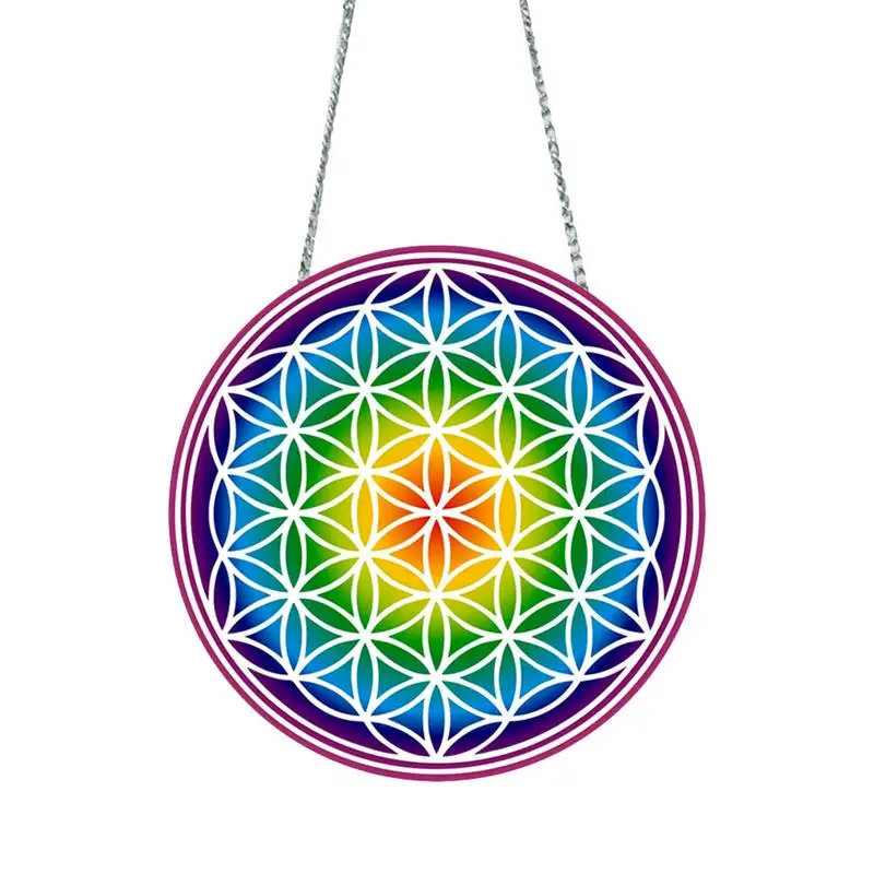 

Acrylic Window Pendant round acrylic painted window decoration Window Flower of Life Pendant Wall Ornament Hanging Decors