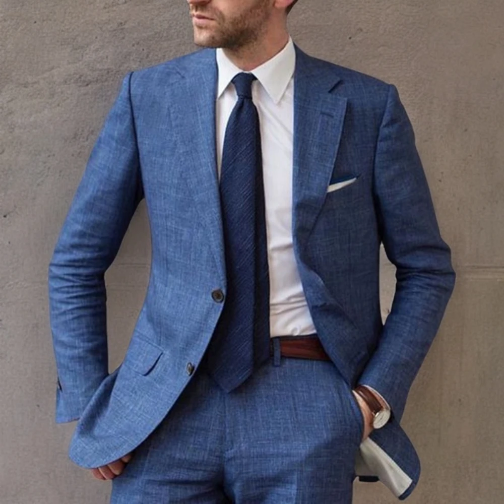 Модные льняные мужские костюмы, облегающий шикарный однобортный костюм с отложным воротником с вырезом, деловой Повседневный пляжный свадебный смокинг, 2 предмета (Блейзер + брюки)
Модные льняные мужские костюмы, облегающий шикарный однобортный костюм с отложным воротником с вырезом, деловой Повседневный пляжный свадебный смокинг, 2 предмета (Блейзер + брюки)