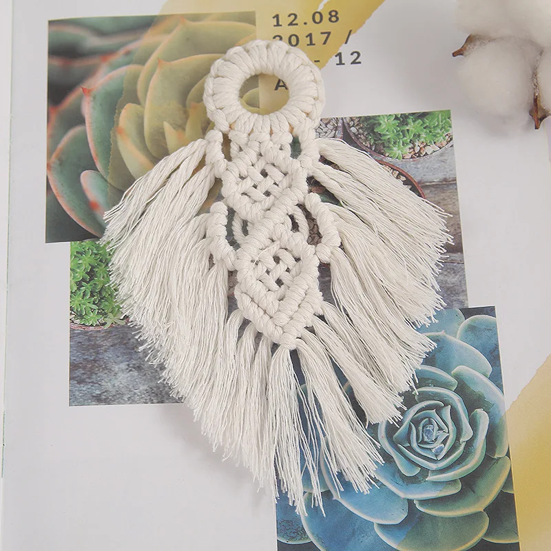 🤍 Handwoven Cotton Rope Wall Hanging - Mini Bohemian Macrame Tapestry & Door Handle Decor 4 S68a6c3bda5aa41f3a03a42768b125ed5Y