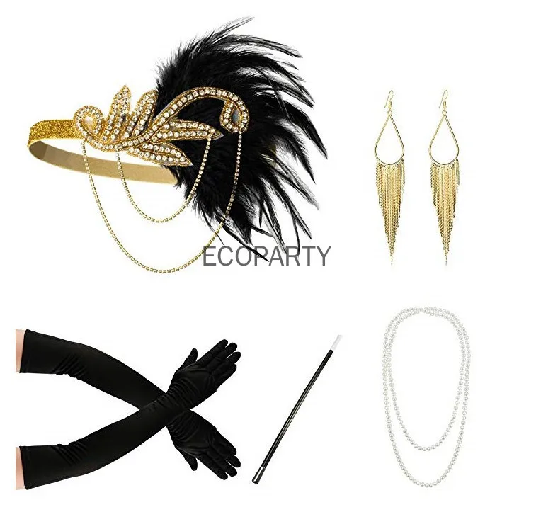 New 1920s flapper dress accessories Retro Party props GATSBY CHARLESTON headband pearl necklace white feather band for wedding
New 1920s flapper dress accessories Retro Party props GATSBY CHARLESTON headband pearl necklace white feather band for wedding