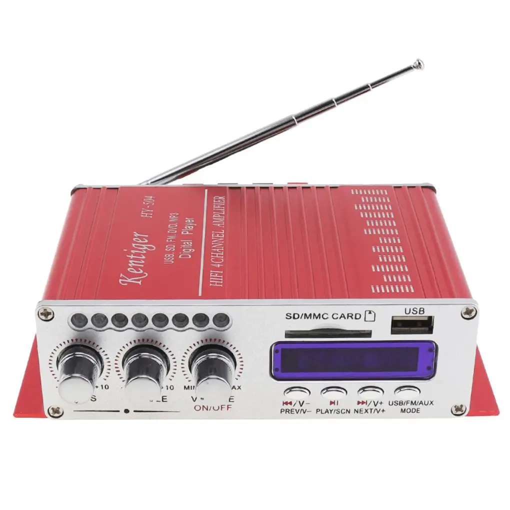 Kentiger HY-504 4CH Hi-Fi автомобильный аудио усилитель высокой мощности FM-радио плеер Поддержка SD USB DVD MP3 вход для автомобиля мотоцикла дома
Kentiger HY-504 4CH Hi-Fi автомобильный аудио усилитель высокой мощности FM-радио плеер Поддержка SD USB DVD MP3 вход для автомобиля мотоцикла дома