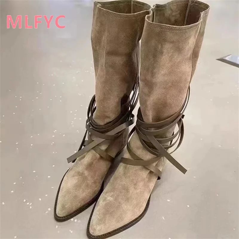 Cowboy Boot, Women 2023, Lace Up Pointy Boots, High Boots, Women's Suede Fashion Boots, Low Heels, Anti-skid
Cowboy Boot, Women 2023, Lace Up Pointy Boots, High Boots, Women's Suede Fashion Boots, Low Heels, Anti-skid