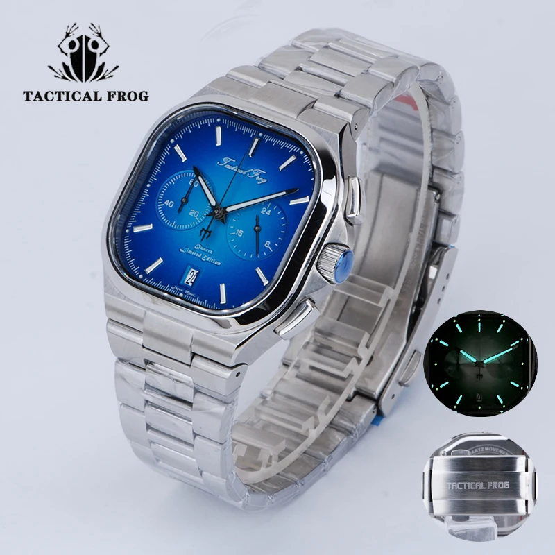 

Tactical Frog Top Brand Men Luxury Dive Watch Sapphire VK64 chronograph Quartz Movement Wristwatch 100M Waterproof C3 Luminous