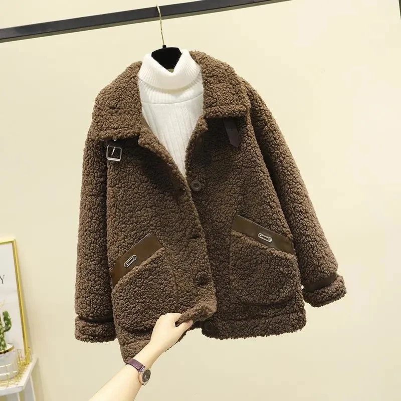 Lamb Plush Fur Jacket Women New Autumn Winter Jackets Female Short Outerwear Loose Granular Velvet Parka Lady Overcoat
Lamb Plush Fur Jacket Women New Autumn Winter Jackets Female Short Outerwear Loose Granular Velvet Parka Lady Overcoat