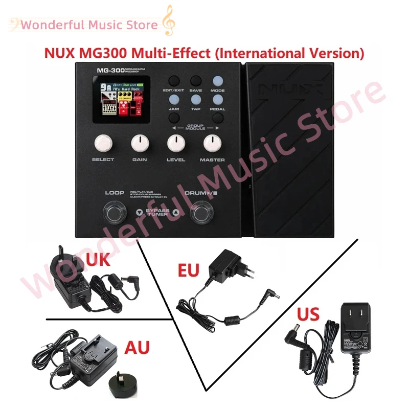 

NUX MG-300 Guitar Multi-Effects Pedal Amp Modeling 56 Drum Beats 60s Loop Recording Metronome Guitar Parts & Accessories