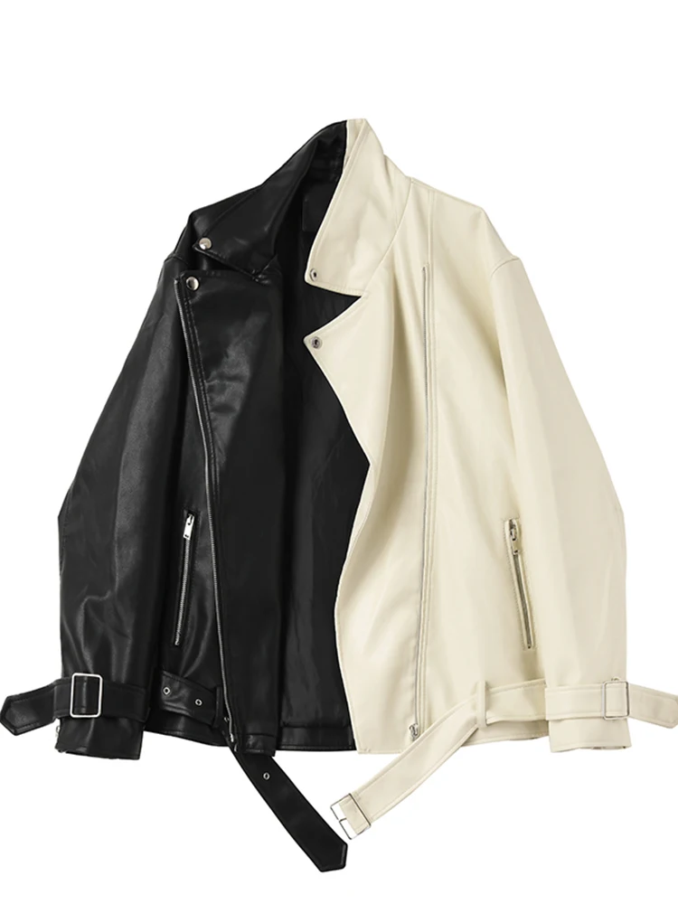 FMFSSOM Spring Autumn Black Patchwork White Faux Leather Jacket Women Personality Basic PU Windproof Moto Biker PU Outwear
FMFSSOM Spring Autumn Black Patchwork White Faux Leather Jacket Women Personality Basic PU Windproof Moto Biker PU Outwear