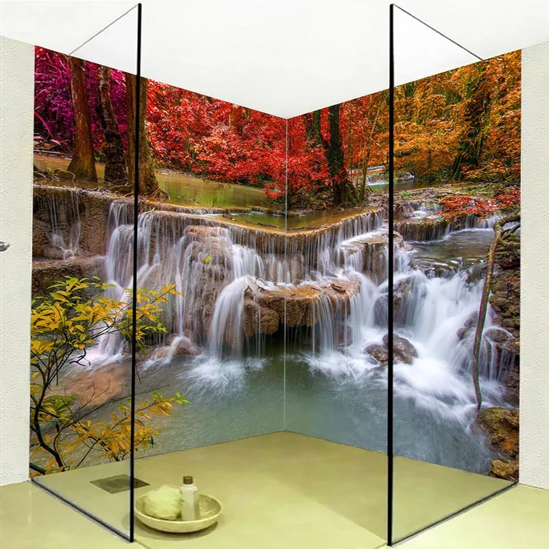 

Custom Mural Wallpaper 3D Stereo Waterfalls Forest Bathroom Wall Painting Sticker PVC Self Adhesive Waterproof Papel De Parede