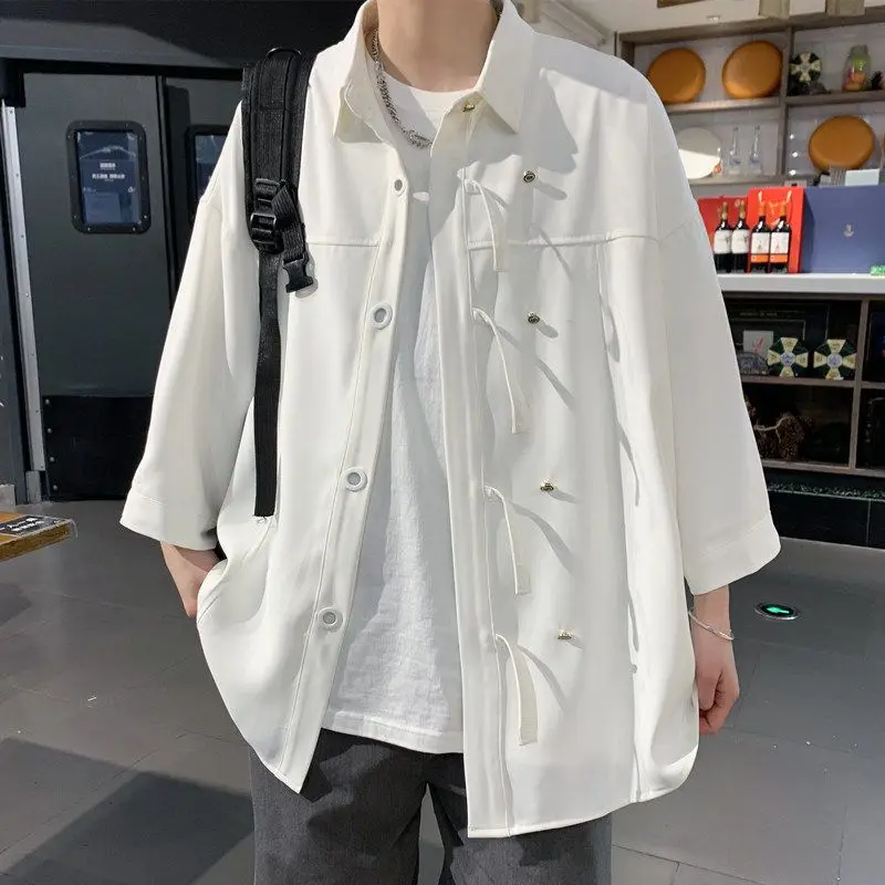 E-BUIHUI Shirts for Men Blue Disc Button Men Shirt Spring and Autumn Three Quarter Loose Japan Style Men Clothing Tops
E-BUIHUI Shirts for Men Blue Disc Button Men Shirt Spring and Autumn Three Quarter Loose Japan Style Men Clothing Tops