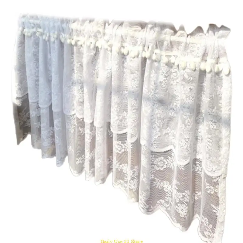 American Double Layer Tulle Short Half Window Curtain Embroidered Floral Lace Rod Pocket Valance Drape with Hair Ball Trim
American Double Layer Tulle Short Half Window Curtain Embroidered Floral Lace Rod Pocket Valance Drape with Hair Ball Trim