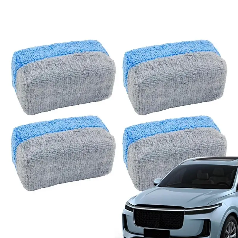 

4Pcs Vehicle Washing Pad Microfiber Car Wash Sponge Cleaning Supplies Detailing Accessory For SUV RV Mini Van Truck Sports Cars