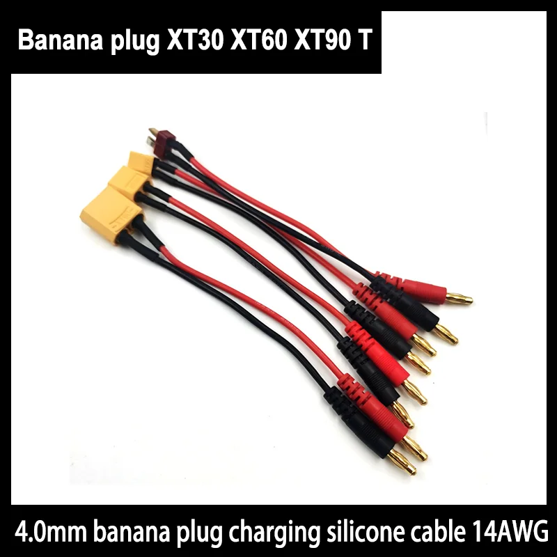 

20cm Xt30 Xt60 Xt90 T Plug Charge Lead To 4.0mm Banana Plugs Charge Cable Silicone Wire 14awg For Lipo Battery