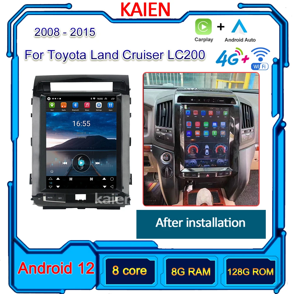 KAIEN For Toyota Land Cruiser LC200 2008-2015 Car Radio Android 12 Auto Navigation GPS Stereo Video Player DVD Multimedia 4G DSP
KAIEN For Toyota Land Cruiser LC200 2008-2015 Car Radio Android 12 Auto Navigation GPS Stereo Video Player DVD Multimedia 4G DSP