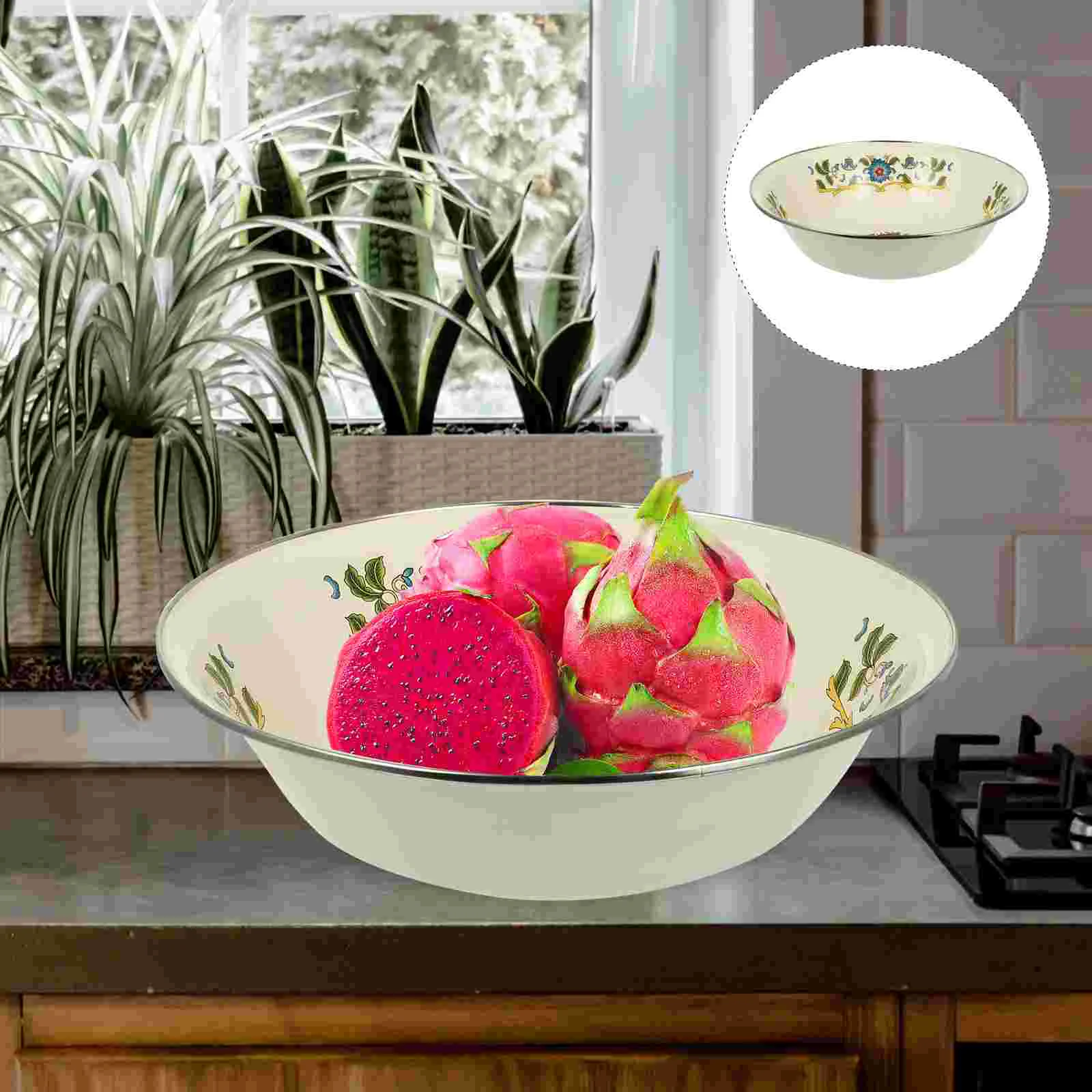 

Enamel Mixing Bowl Vintage Enamel Basin Vintage Washing Basin Kitchen Bowl Soup Basin Egg Beating Bowl Plate Dish Noodles