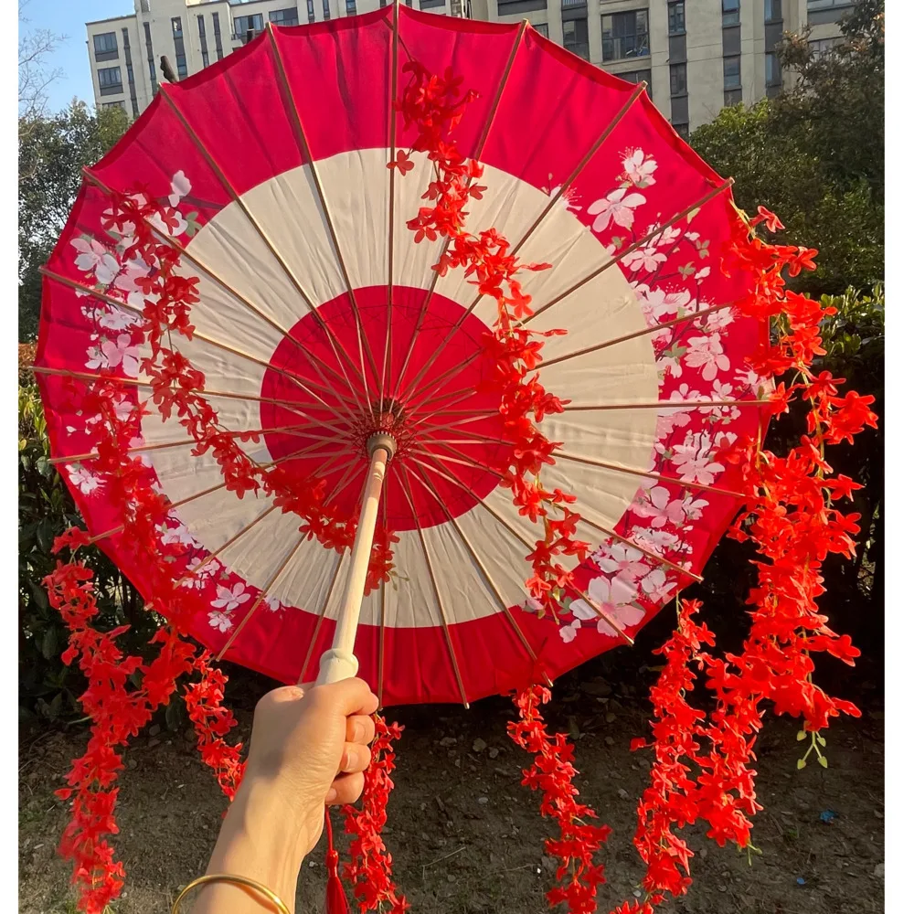 

82CM 32'' Hanfu Parasol Flowers Waterproof Beach Car Umbrella Shade Dance Cosplay Japan Sakura Spring OilPaper Cosplay Paraguas