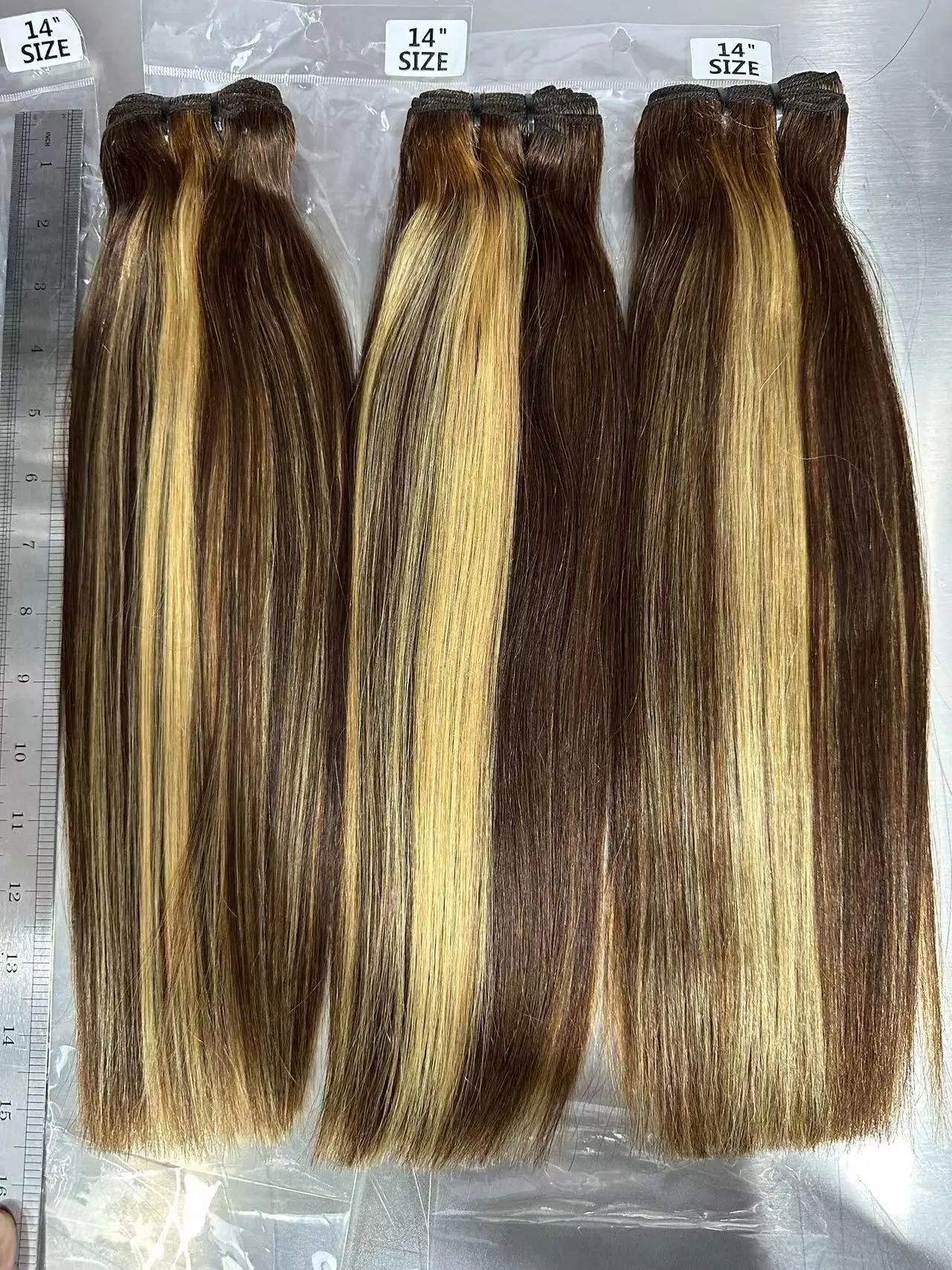 

Highlight Bundles Straight Brazilian Human Hair Weave Bundles P4/27 Colored Ombre Highlight Bundle Deals Honey Blonde And Brown