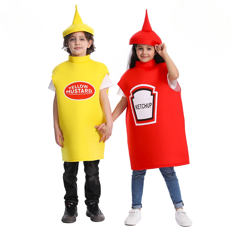 2024NEW Ketchup Cosplay Funny Mustard Jumpsuit Halloween Costumes For Kids Purim Carnival Role Play Party Perfomance Show
2024NEW Ketchup Cosplay Funny Mustard Jumpsuit Halloween Costumes For Kids Purim Carnival Role Play Party Perfomance Show