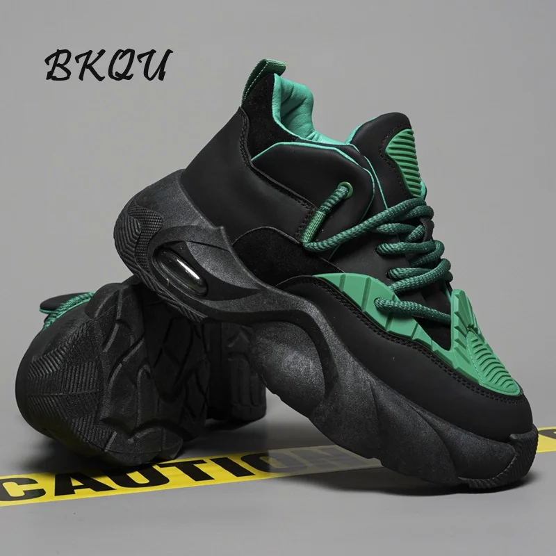 

BKQU Thick Soled Daddy Shoes Men's New Increase Trend Men's Fashion Casual Sports Shoes Breathable Comfortable High Quality