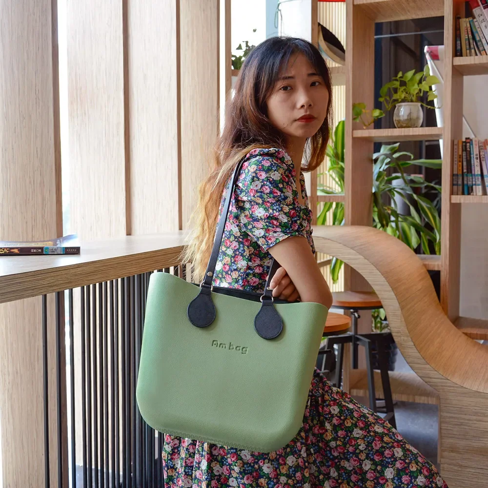 

New Colorful Mini AMbag Obag O bag Waterproof EVA with Zip-up Canvas Lining Inner Long PU Leather Handles Women DIY tote Handbag